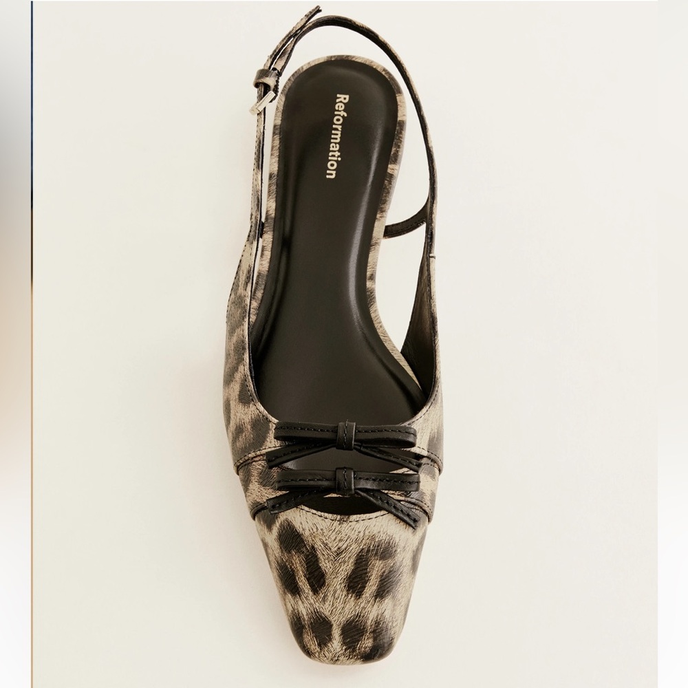 Reformation Tammy Slingback flat Leopard Print size 10